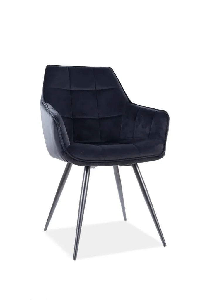 Sedia Design ORNELA Nera - Seduta Imbottita in Velluto e Gambe Metallo