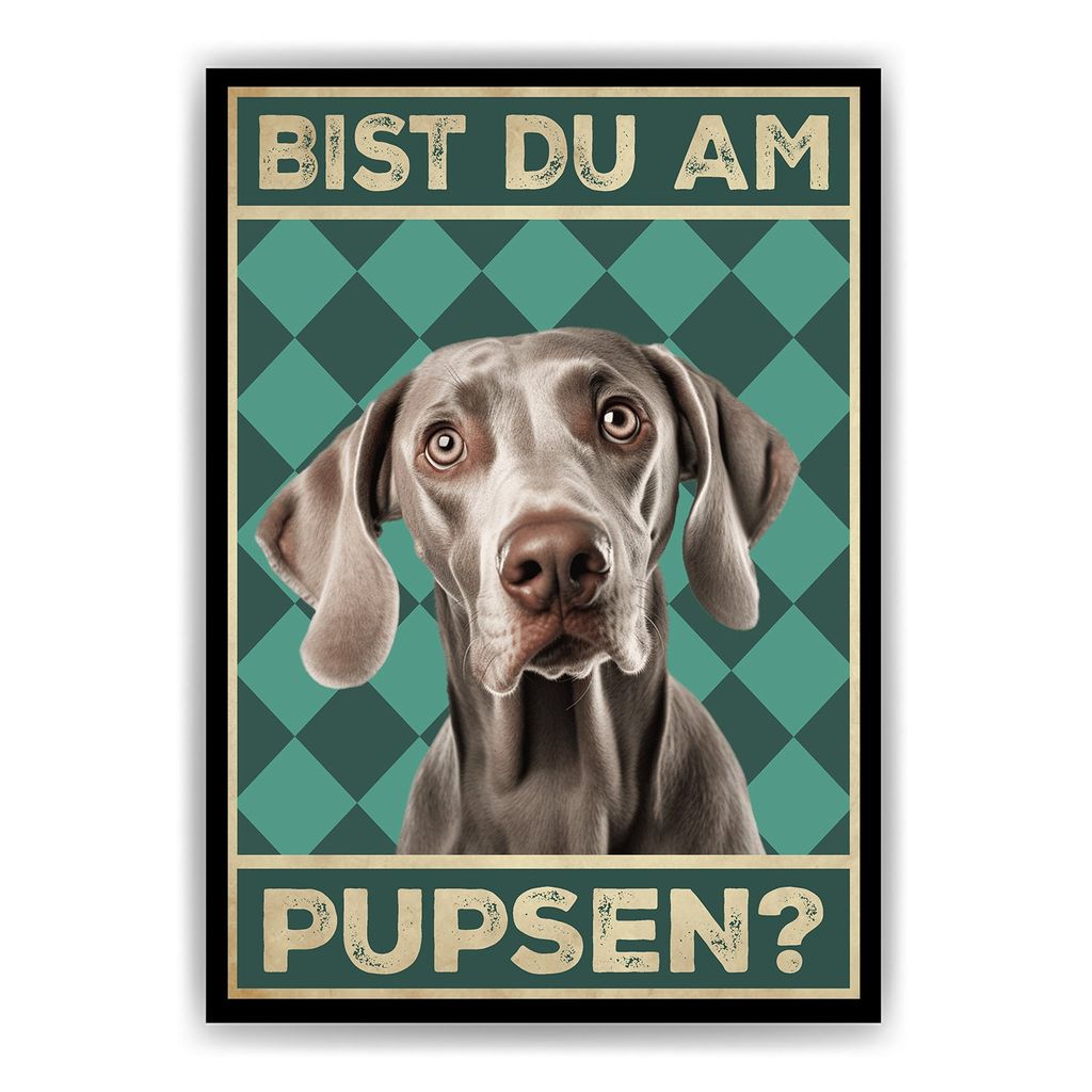 Weimaraner - Bist du am Pupsen? Hunde Poster Badezimmer Gästebad Wandbild Klo Toilette Dekoration Lustiges Gäste-WC Bild DIN A4 – DIN A4 (21x29...