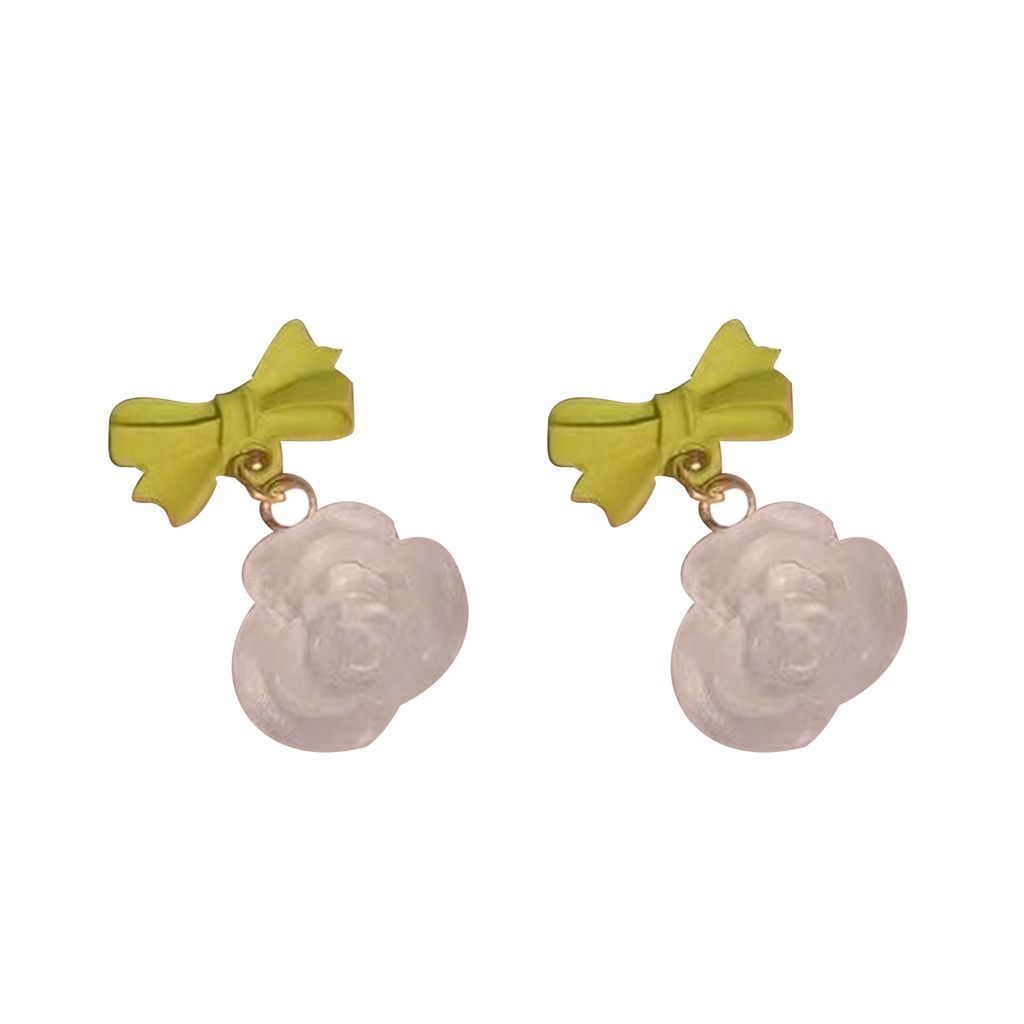 1 Paar Tropfenohrringe, Tulpenschleife, Schmuck, Kunstperlen, Blumenohrringe für Bankett-6