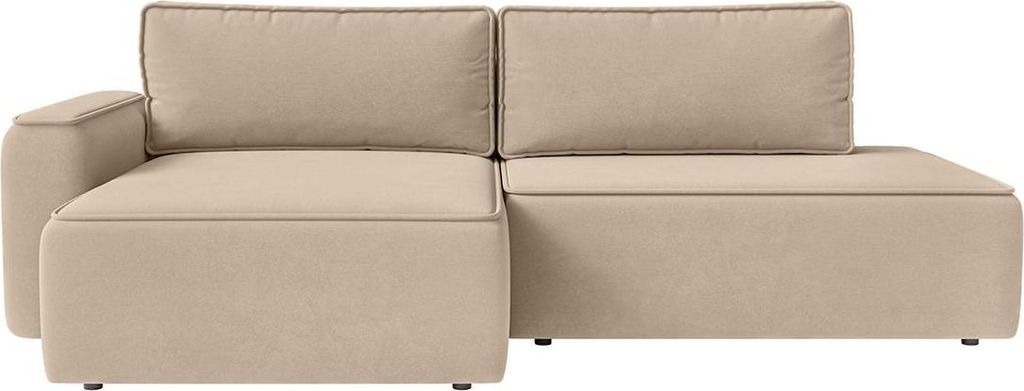 FEDVE Ecksofa Sarro aus Velvet mit Schlaffunktion, Beige