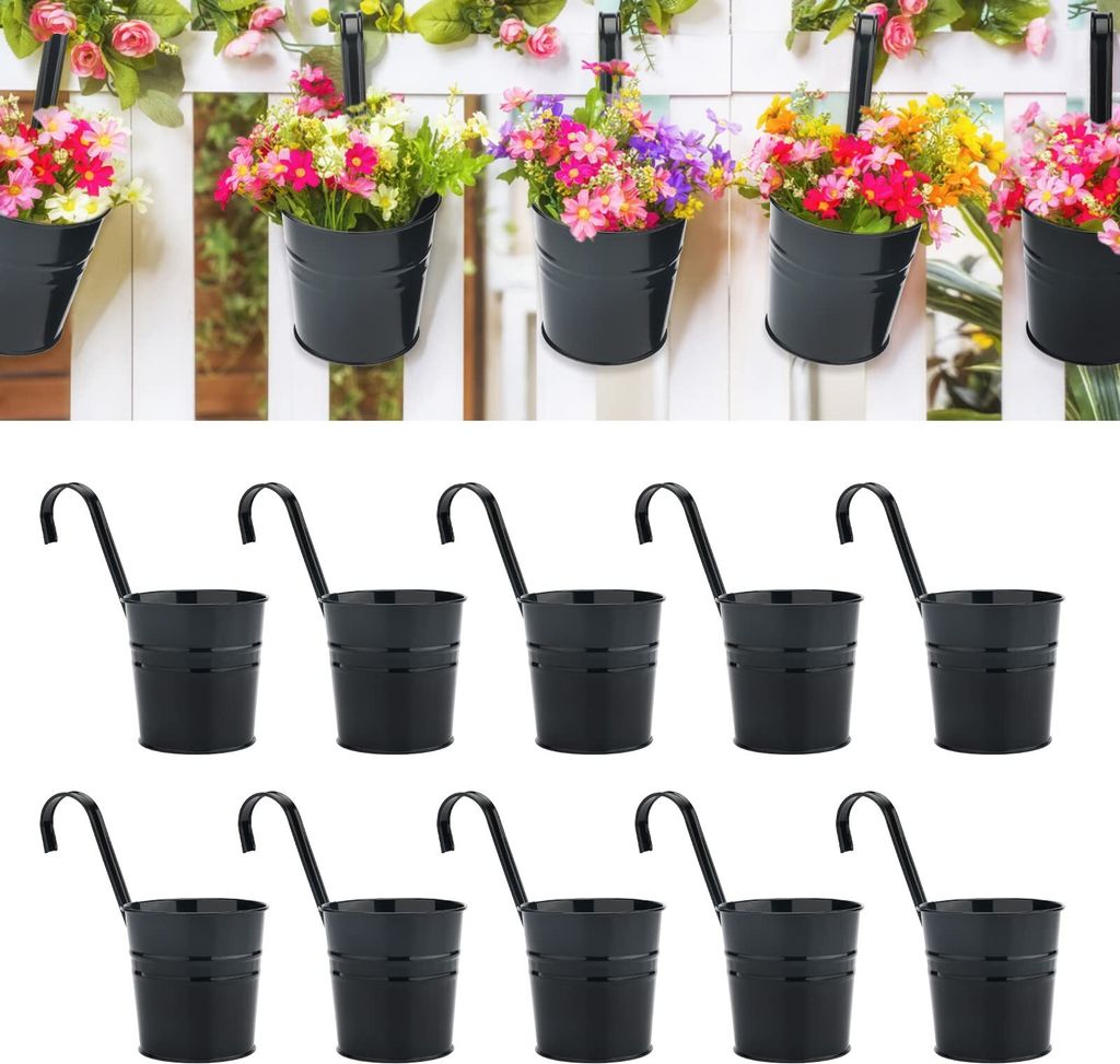 10 kusov 10 cm kovových závesných kvetináčov s odnímateľným Obrázok produktu 