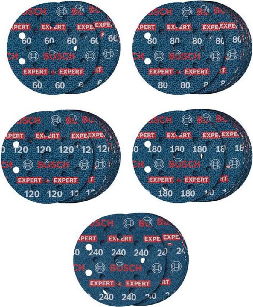 EXPERT O780 Foil Schleiffolie Set, 125 mm, K60/80/120/180/240, 55-tlg.