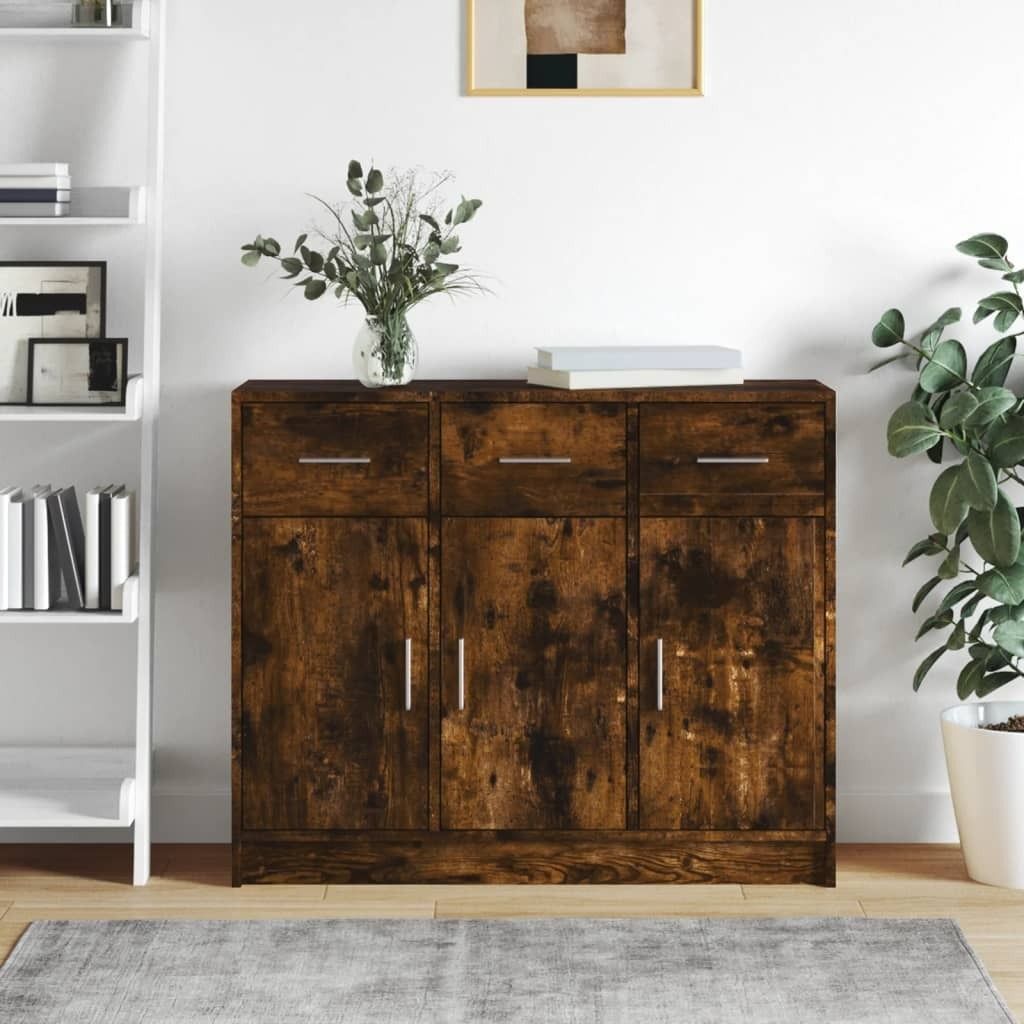 The Living Store Sideboard Räuchereiche 91x28x75 cm Holzwerkstoff