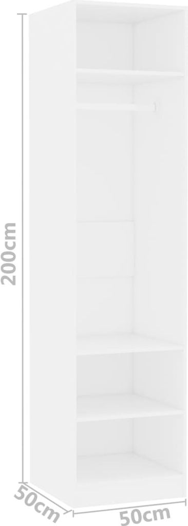 vidaXL Šatníková skriňa biela 50x50x200 cm Materiál drevo Obrázok produktu 7