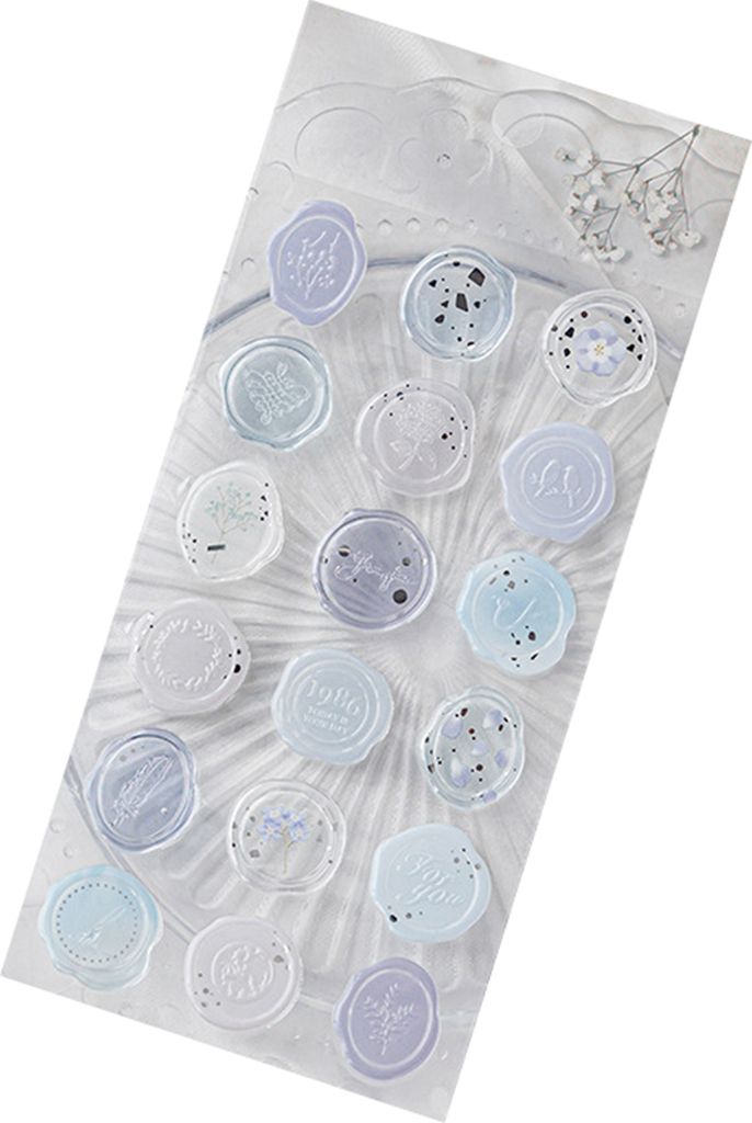 18pcs Dekoration Aufkleber niedlich wasserdichtes DIY Bastelversiegelung Wachs Vintage Stamp Form Scrapbooking Aufkleber DIY Supplies-Hellblau