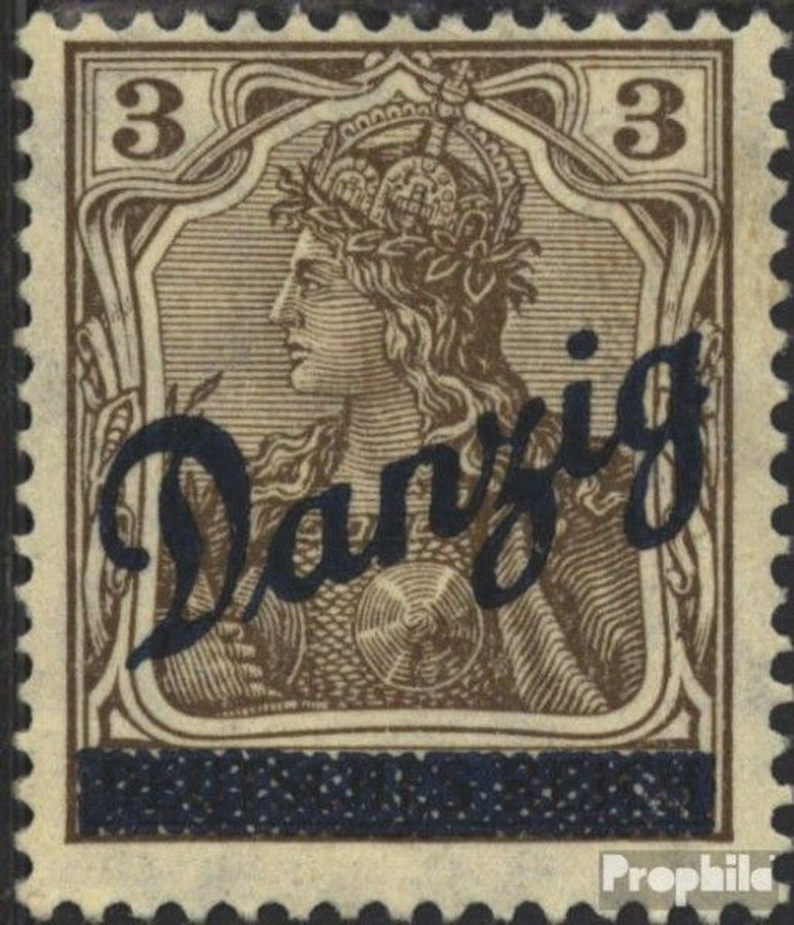 Briefmarken Danzig 1920 Mi 34 mit Falz Germania-Aufdruck