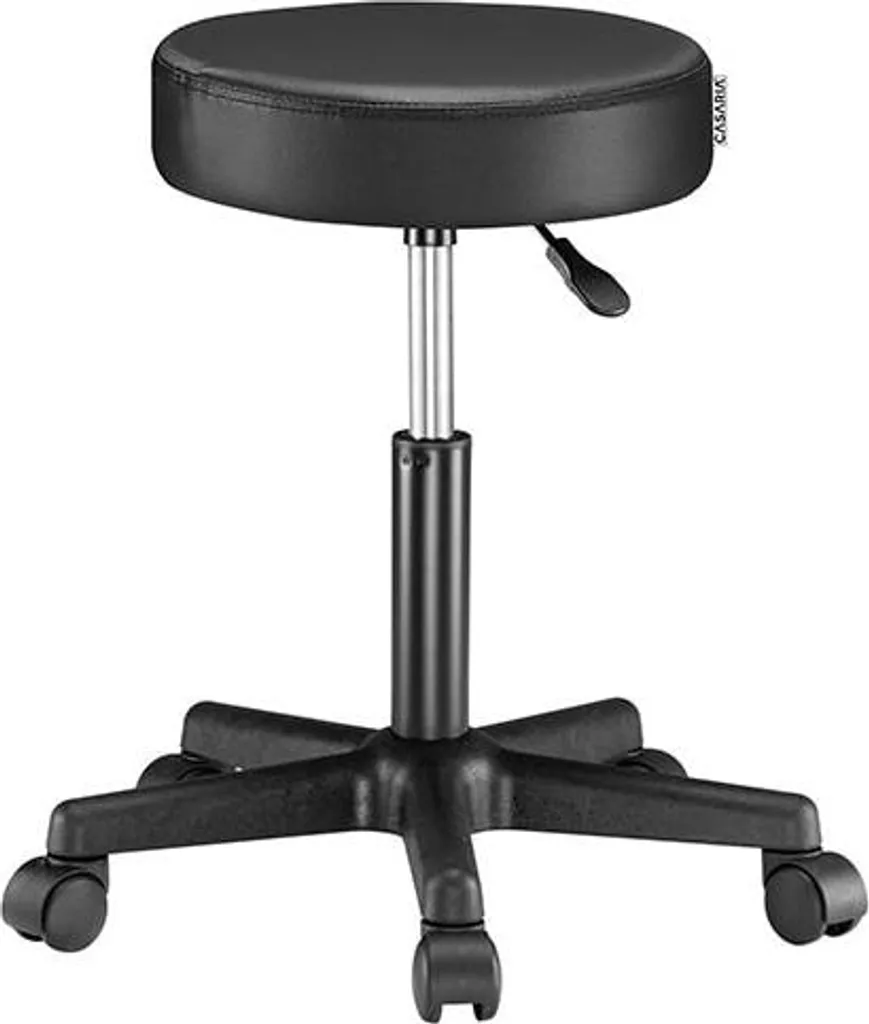 Tabouret pivotant réglable noir : confort en simili cuir et design moderne