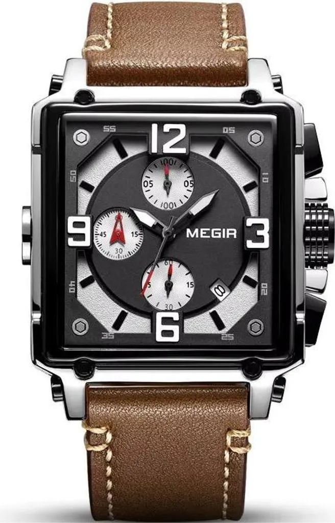 Orologio MEGIR VI-38570 Marrone Nero - Eleganza Maschile Senza Tempo