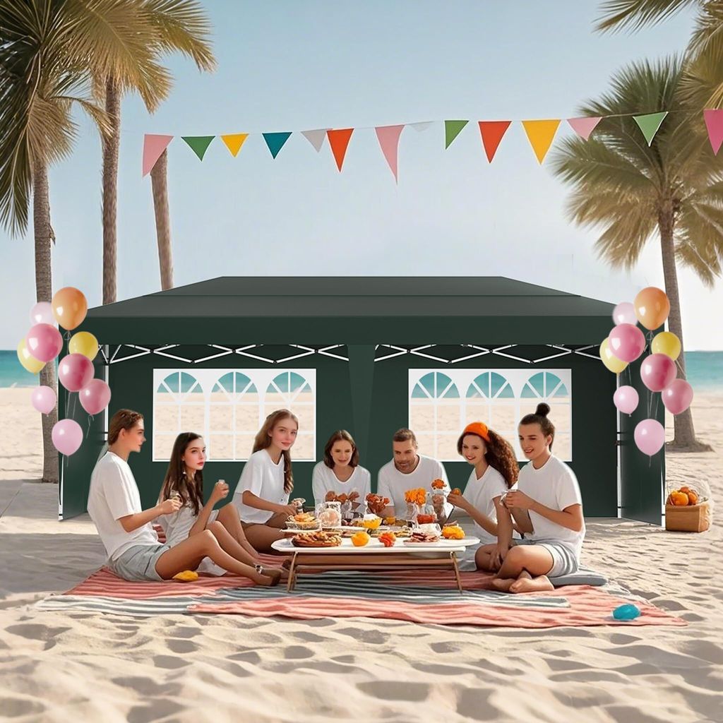 YUENFONG Pavillon Partyzelt 3x6m Metall Faltpavillon Faltbar Gartenpavillon Wasserdicht Stabil Gartenzelt Pergola für Party, Marktstand, Garten Ou...