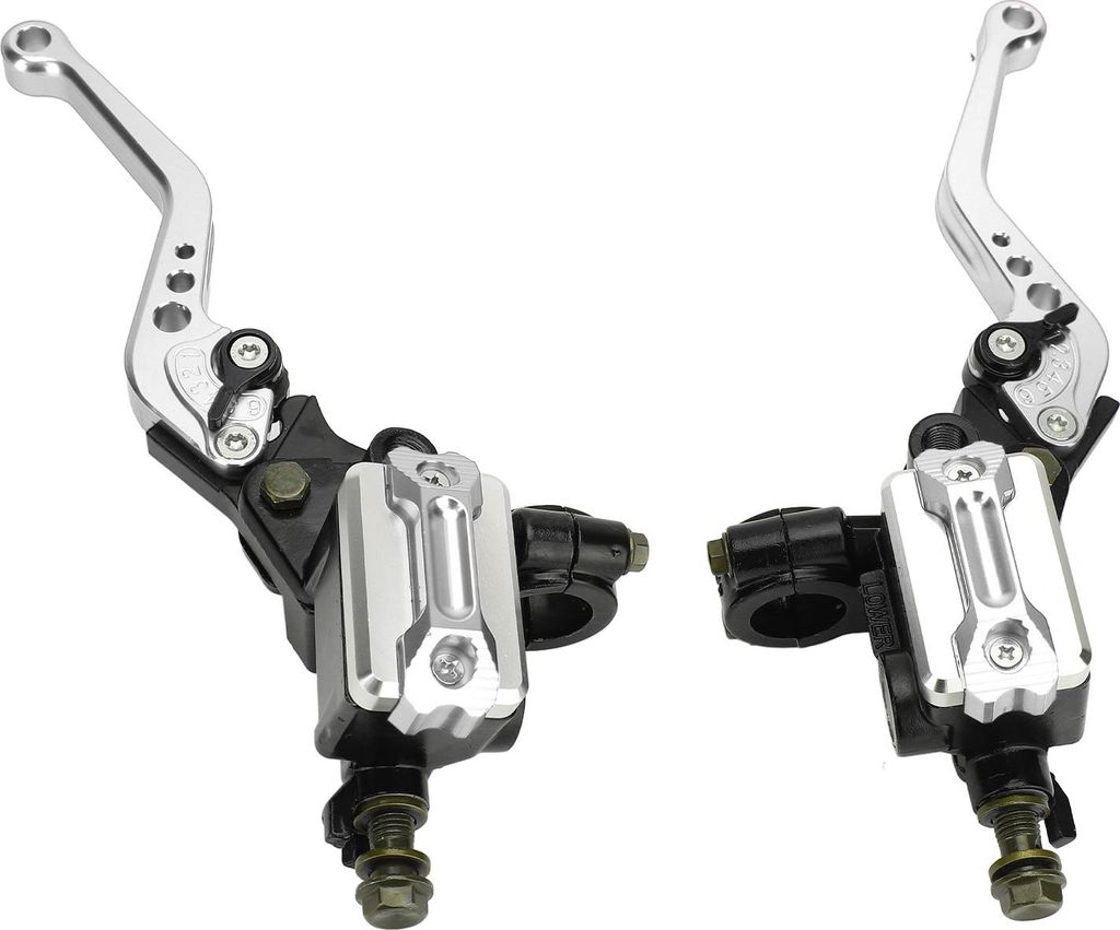 Motorrad-Hydraulikbrems- und Kupplungshebel-Set, Hebelgriff aus Aluminiumlegierung, universell für 22-mm-Lenker, Silber