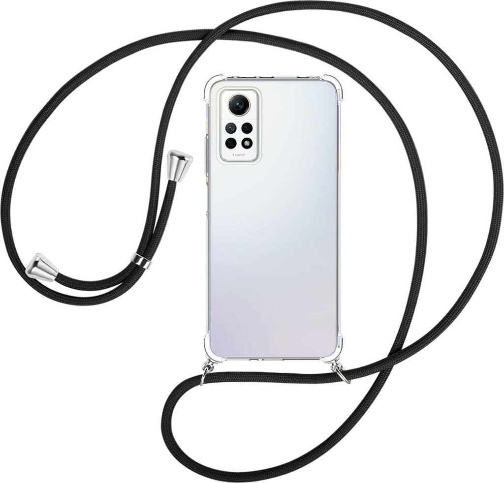 Handykette Backcover-Schutzhülle mit Band (Metall silberfarben) für Xiaomi Redmi Note 12 Pro 4G (6.67'') - schwarz