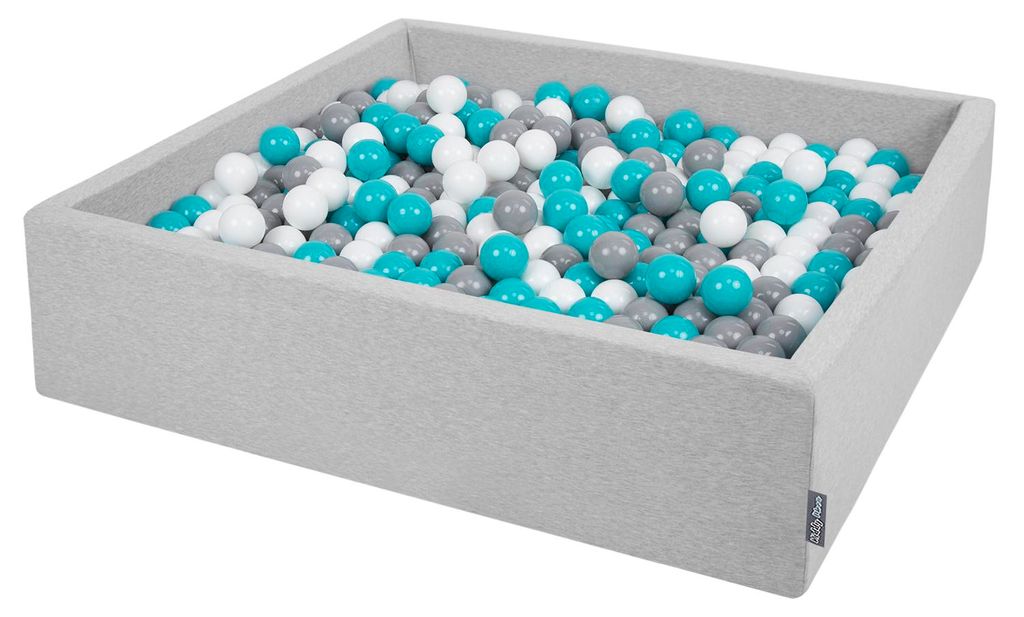 KiddyMoon Bällebad 120x30cm 300 Bälle ∅7cm Quadrat Bällepool Mit Bunten Bällen Für Babys Und Kinder