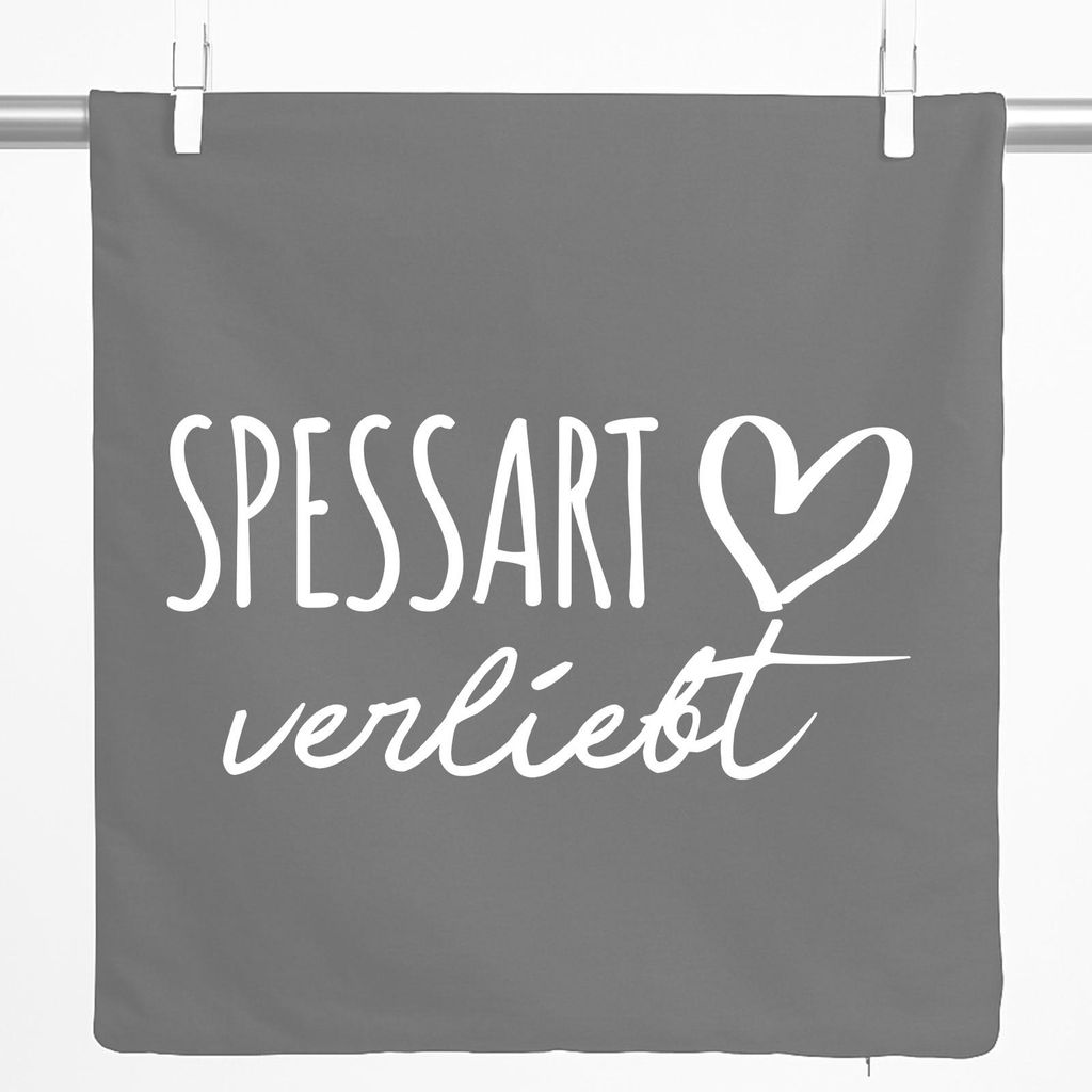 Huuraa Kissenbezug Spessart verliebt 40x40cm Steel Grey Baumwolle Dekokissenbezug Geschenkidee