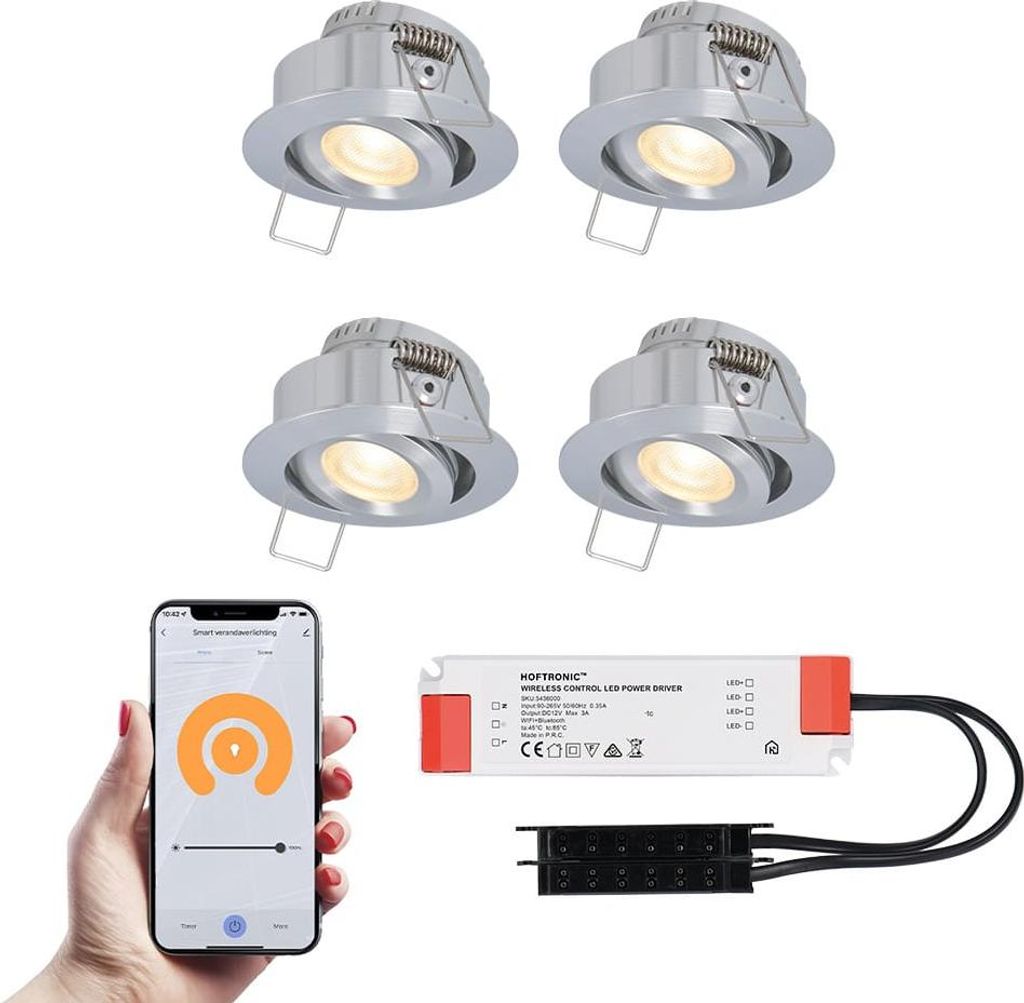 hoftronic LED Mini Einbaustrahler 12V 3W 200lm 2700K IP44 Edelstahl