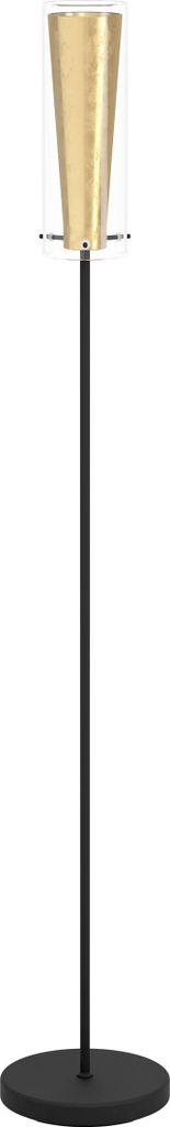 EGLO Stehlampe Pinto Gold, 1 flammige Standleuchte, Standlampe aus Stahl, Farbe: Schwarz, gold, Glas: klar, gold, Fassung: E27, inkl. Trittschalter