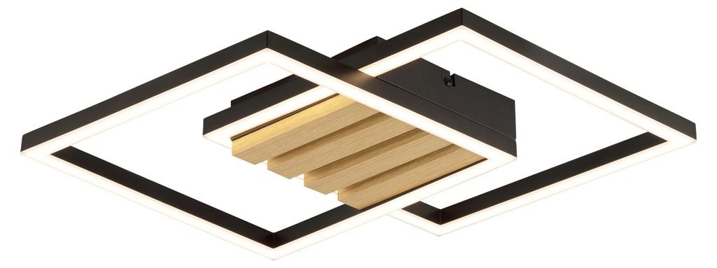 Brilliant G80976/76 Kaleo Deckenleuchte 38x38cm Metall/Holz/Kunststoff schwarz/holz LED integriert