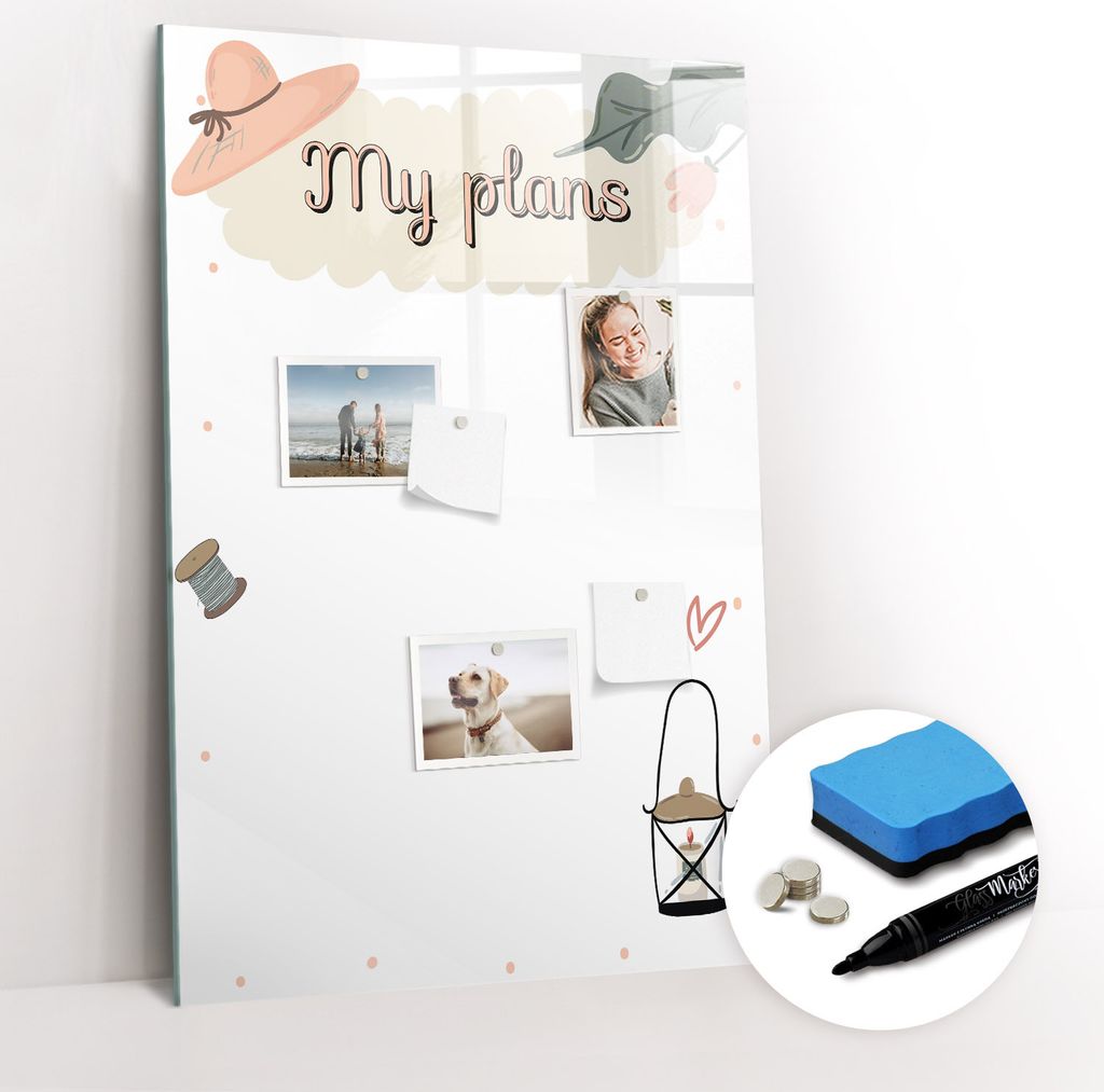 Magnetische Wandtafel - Schwarzer Marker + Schwamm + Produktbild 