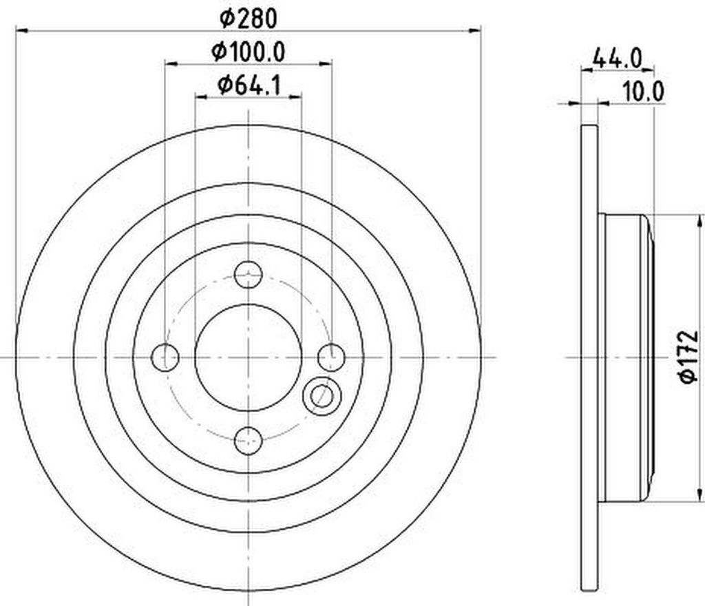 2x HELLA 8DD 355 122-971 Bremsscheibe Hinterachse