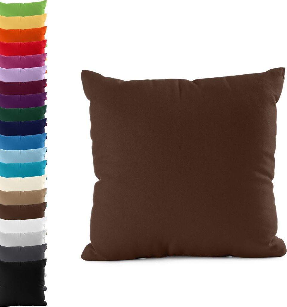 DOPPELPACK Kissenbezüge 40x145cm JERSEY Seitenschläferkissen Kissenbezug 100% Baumwolle 160gr/m² Kissenhülle Kissen, Farbe: Braun