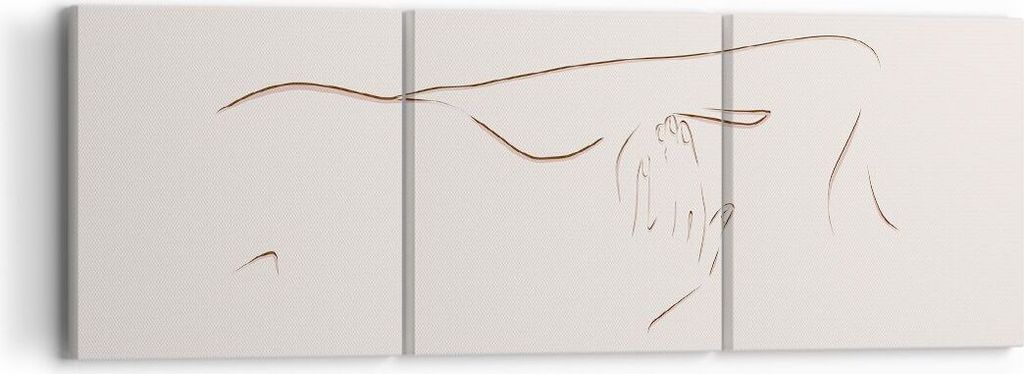 Bild auf Leinwand - Leinwandbild - 3 Teile - Skizze Nacktheit Frau - 90x30cm - Wand Bild - Wanddeko - Wandbilder - Leinwanddruck - Bilder - Wanddek...