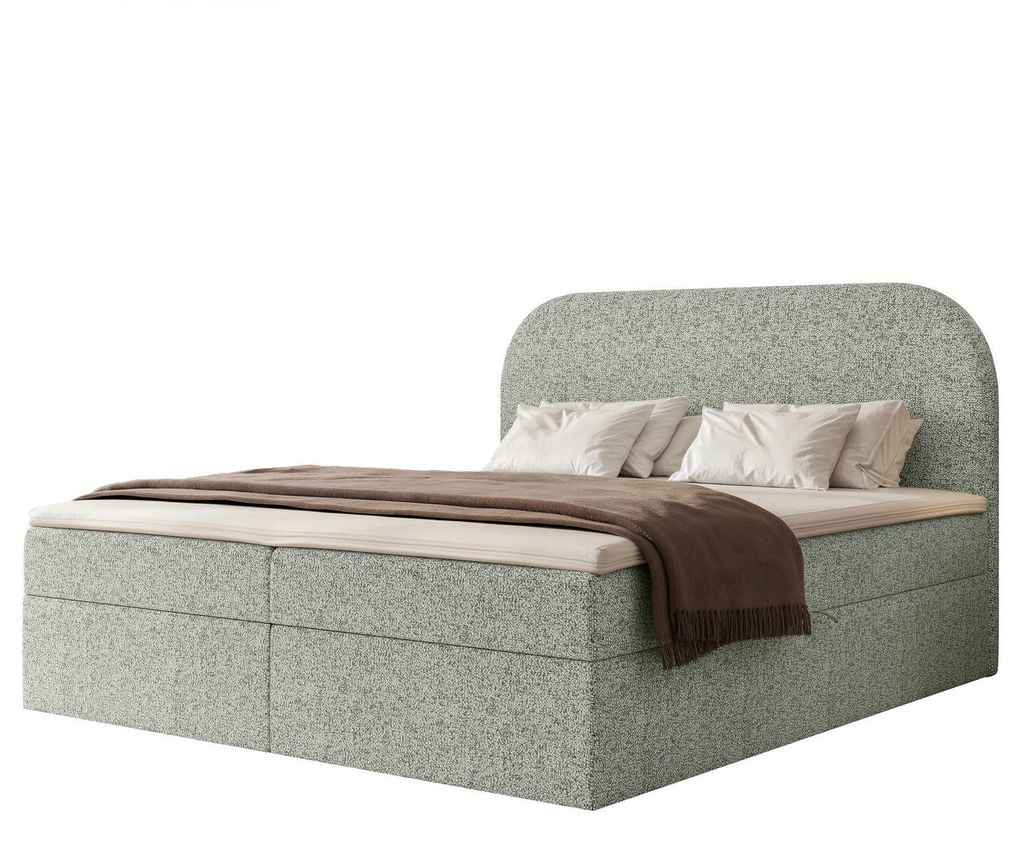 Boxspringbett FUZZI 200x200 Bettkasten Bonellmatratze Minze Webstoff