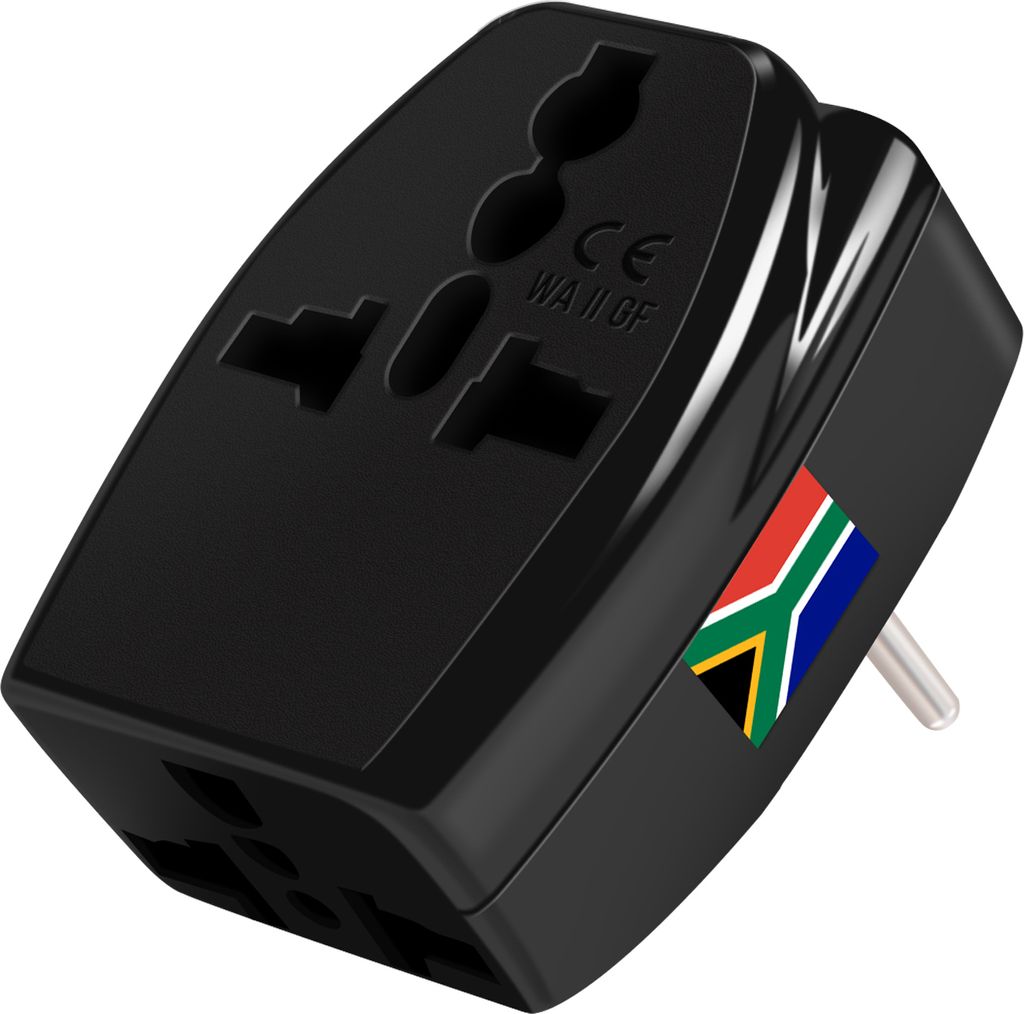 Akashi, Reiseadapter Typ D Südafrika 3 Ausgänge, Schwarz
