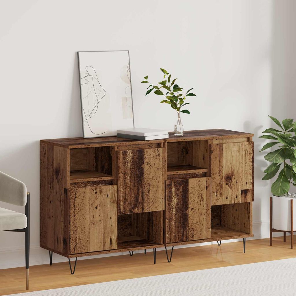 vidaXL Sideboard 2 pcs Altholz 60 x 35 x 70 cm