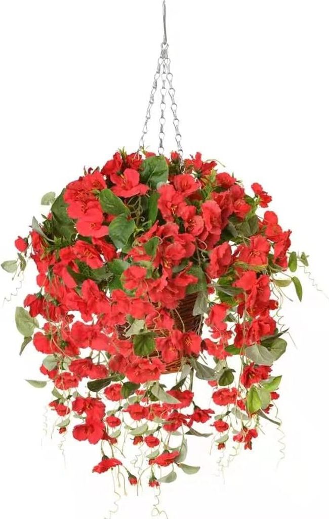 Künstliche Blumen mit Hängekörben, künstliche Orchideen-Rosen-Blumenpflanzen aus Seide in Körben, Kunstblumen-Tischdekoration für die Dekorat...