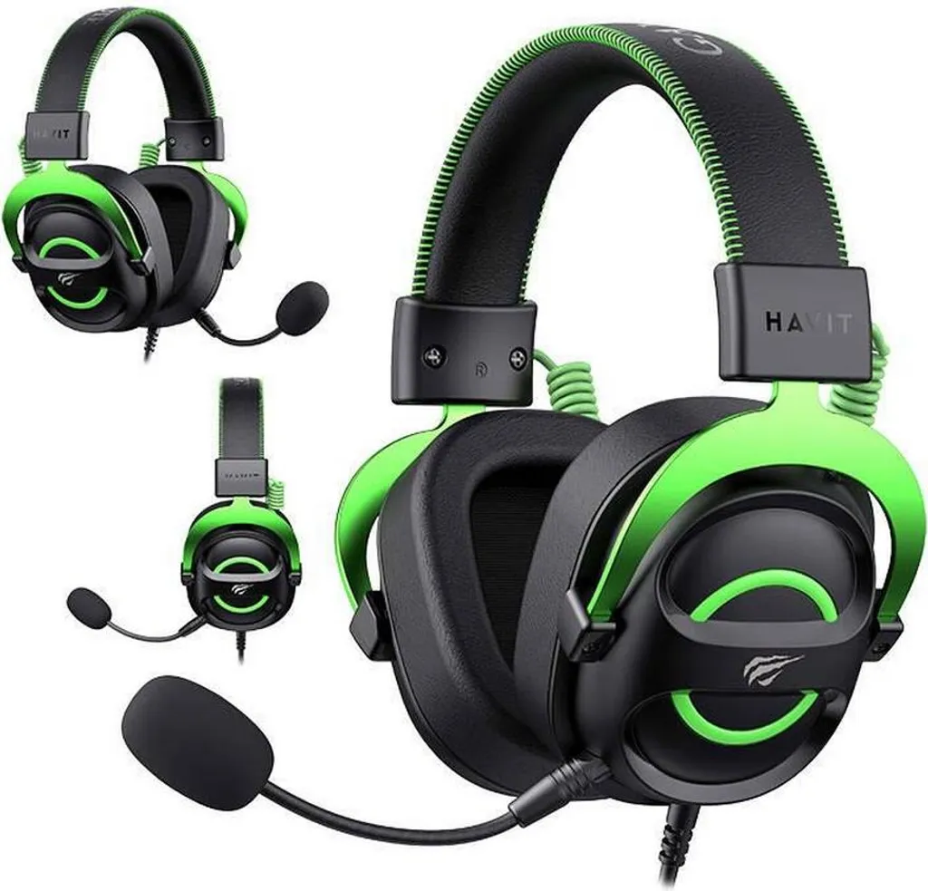 Havit H2002E Casque Gaming Noir et Vert avec Micro Détachable Haute Qualité - 6