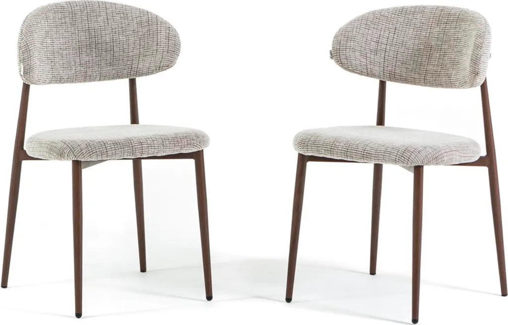 Chaises de salle à manger en tissu MOIRA pieds métal effet bois x2
