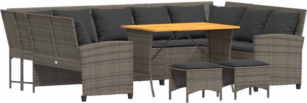 "im Sonderangebot" 4-tlg. Garten-Lounge-Set - elegantes Design - Sitzgruppe/Gartengarnitur - mit Kissen Grau Poly Rattan - Terassenmöbel DEMöbel3...
