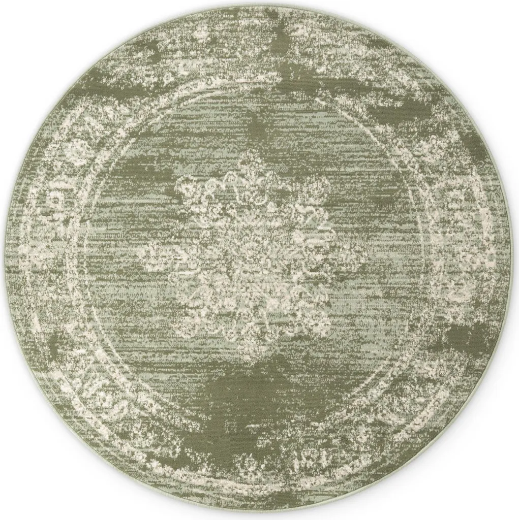 Tapis Menthe 120cm Gloria Lydia - Texture Douce et Finition Cercle 120