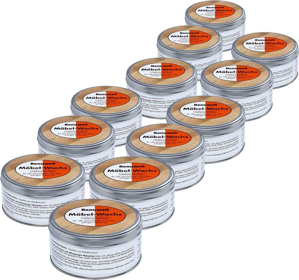 Renuwell Möbelwachs Farblos Holzpflegemittel Möbelreiniger Spar-Sets 12 x 500 ml