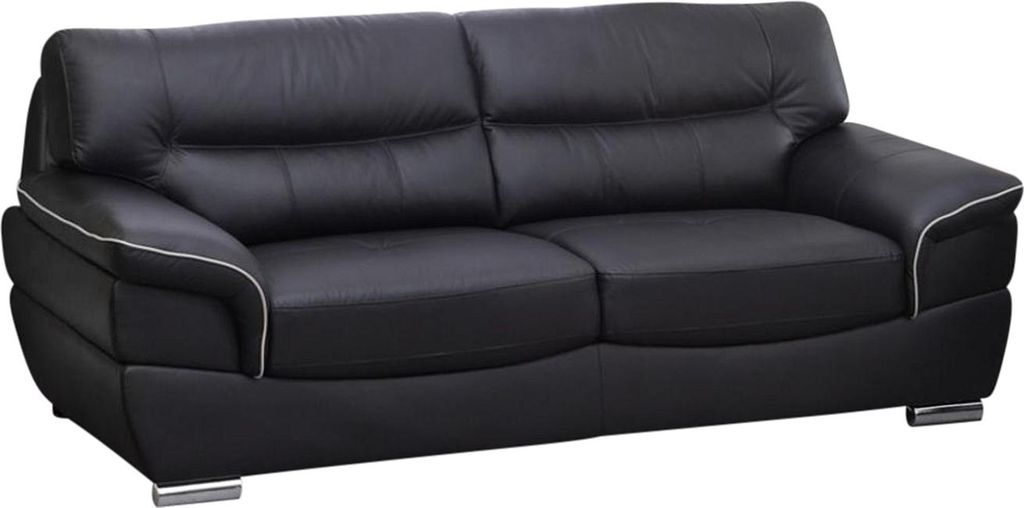THIBAULT 3-Sitzer Ledersofa - Schwarz