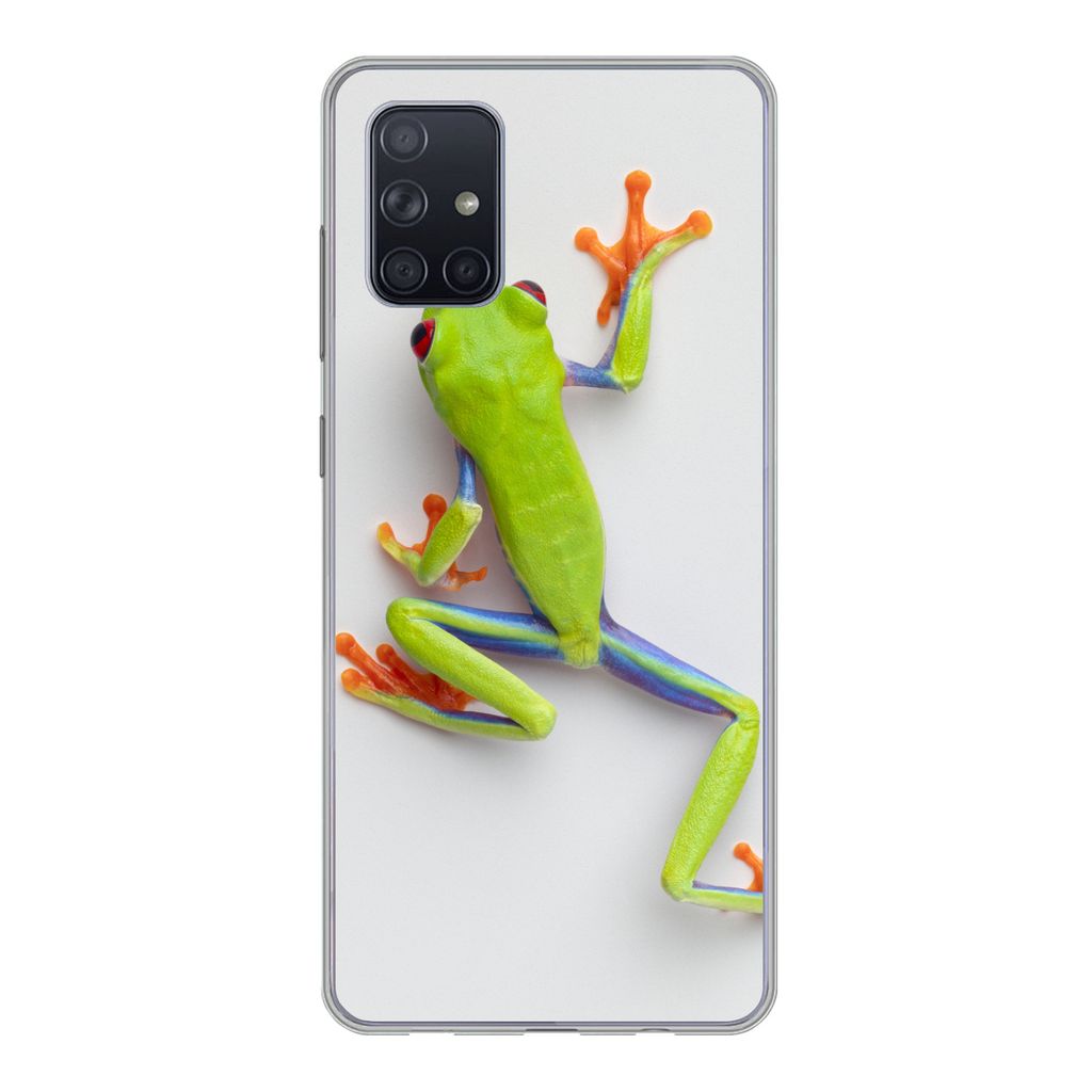 MuchoWow Handyhülle Schutzhülle Hülle für Samsung Galaxy A51 5G Frosch - Tiere - Grün Silikon Softcase Handy Hülle - Abbildung