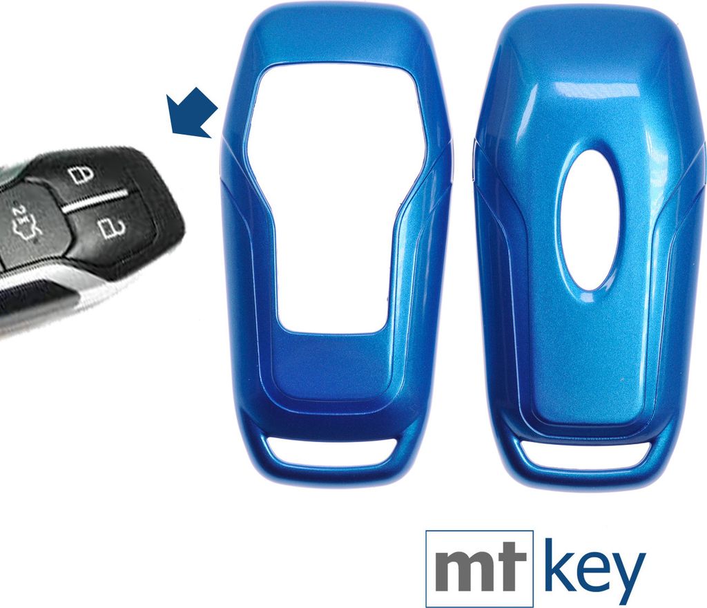 Auto Schlüssel Kunststoff Hülle ABS Plastik Schutz Cover Blau kompatibel mit Ford Mustang Explorer Edge Fusion KEYLESS SMARTKEY