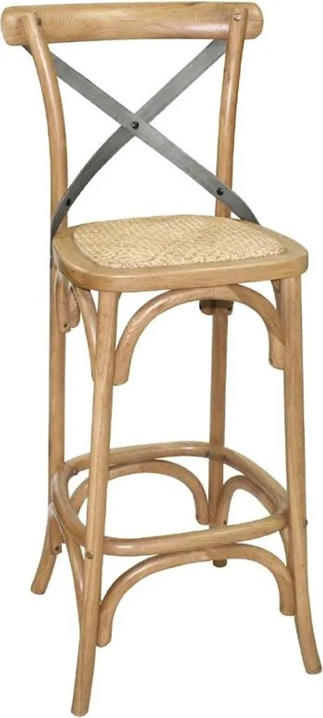 Tabouret de bar Bolero dossier en bois de chêne, finition naturelle