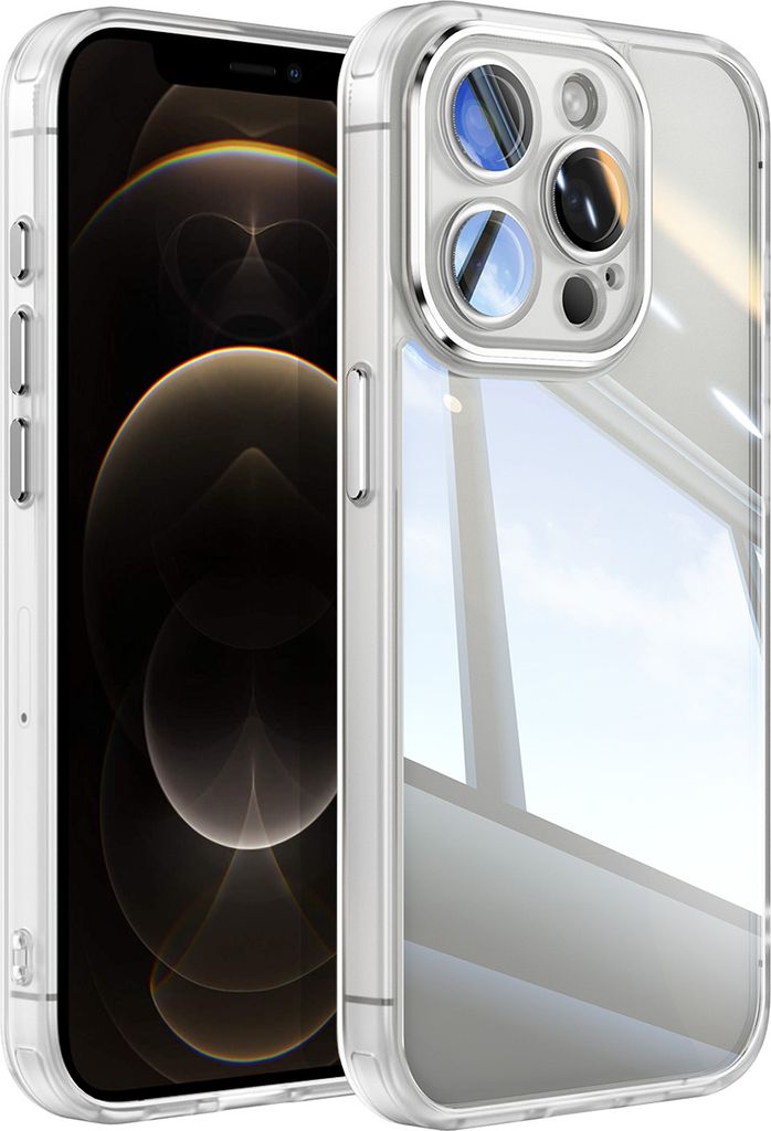 Handyhülle für iPhone 12 Pro Max Hybrid Transparent TPU PC Militärschutz mit Kameraabdeckung Weiß