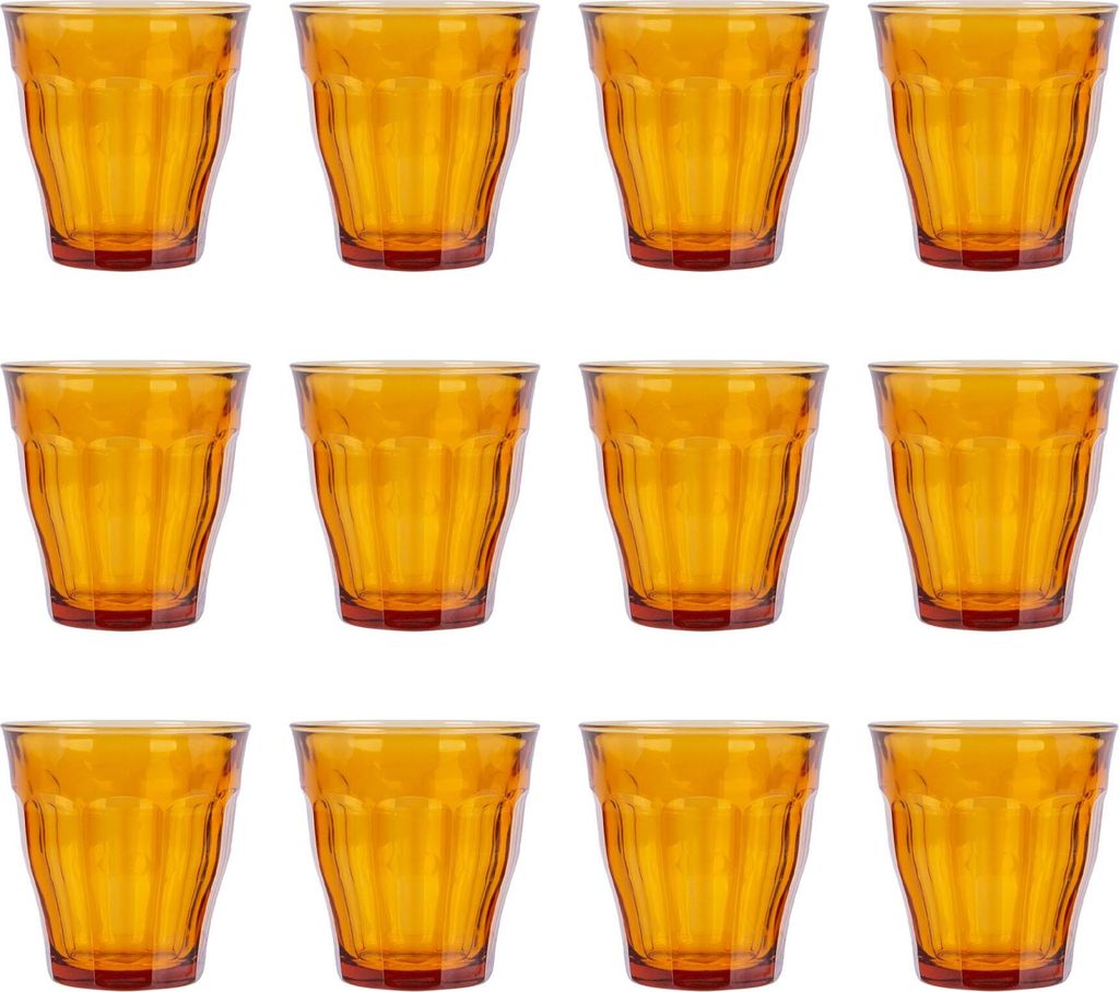 12x Bernstein 250ml Picardie Glasbecher - Glas Wasser Wine Whiskey Gin Saft Cocktail Trinken Glaswaren Tassenset - Von Duralex