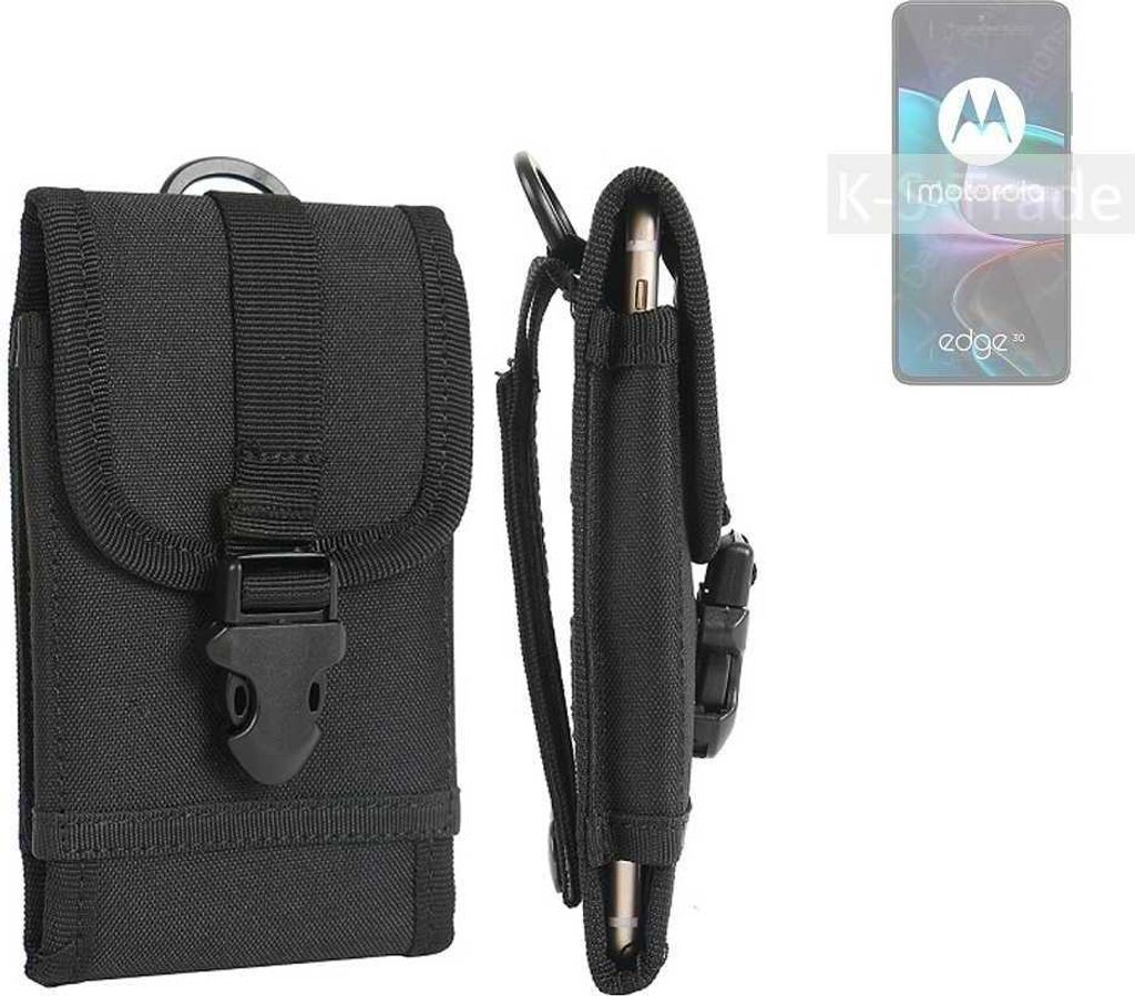 K-S-Trade Holster Handy Hülle kompatibel mit Motorola Edge 30 Holster Handytasche Gürtel Tasche Schutz Hülle Robust Outdoor schwarz