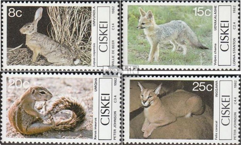 Briefmarken Südafrika - Ciskei 1982 Mi 30-33 (kompl.Ausg.) postfrisch Säugetiere von Ciskei