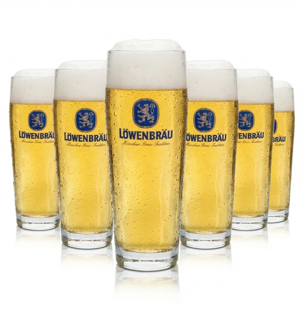 6x Löwenbräu Bier Glas 0,4l Willi Becher Rastal Produktbild 