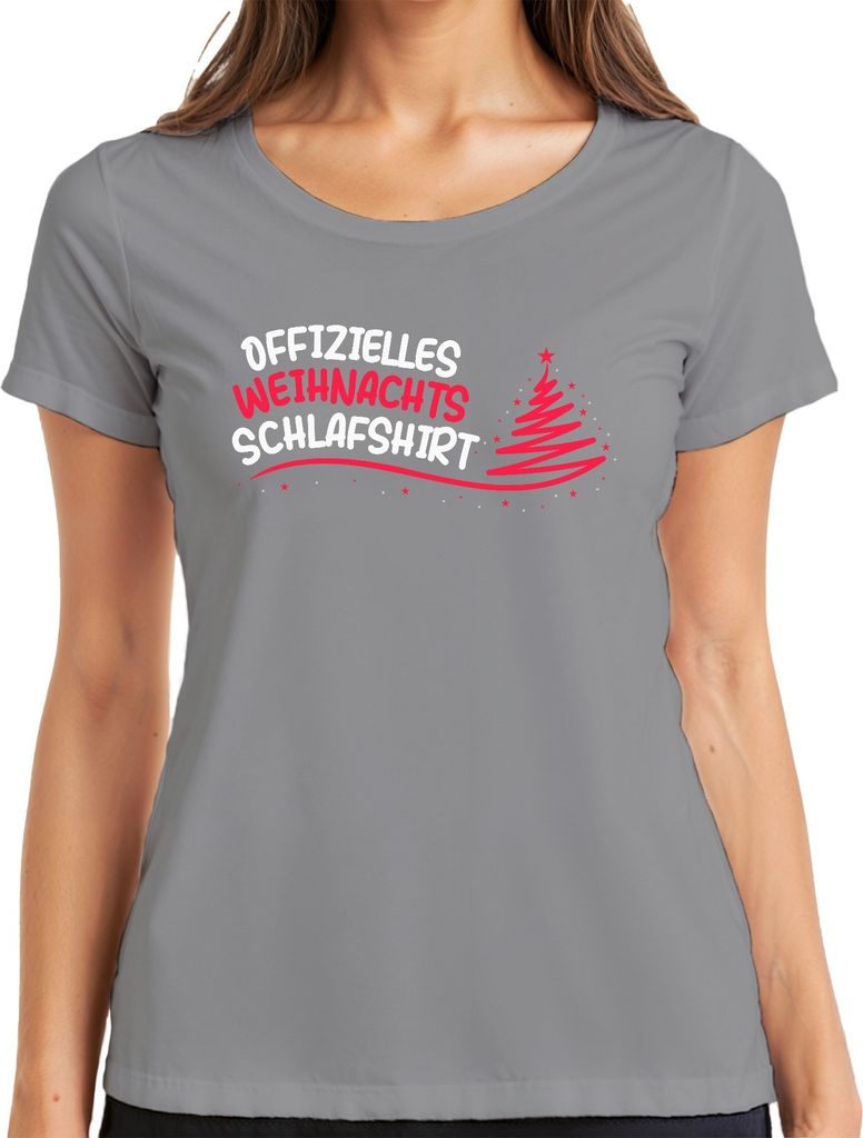 Offizielles Weihnachts-Schlafshirt Christbaum - Weihnachten Xmas Christmas Damen T-Shirt, Grau, 3XL