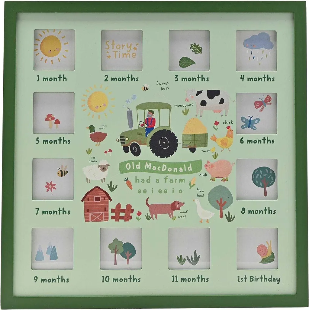 Ne Perdez Plus Vos Photos de Bébé : Cadre 12 Mois Old MacDonald Vert