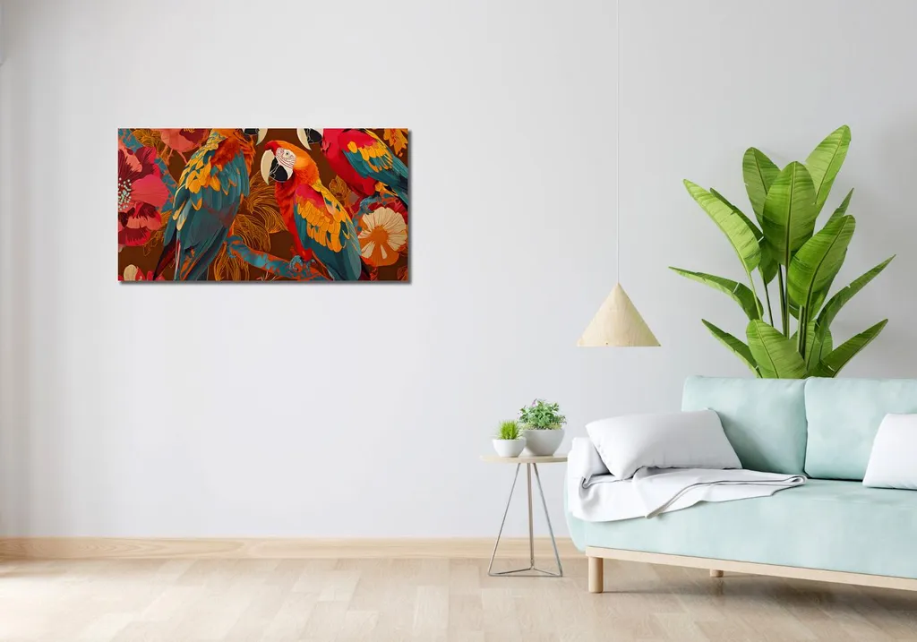 Décoration Murale Aras colorés 100x50 cm : Tableau Moderne Impression - 2