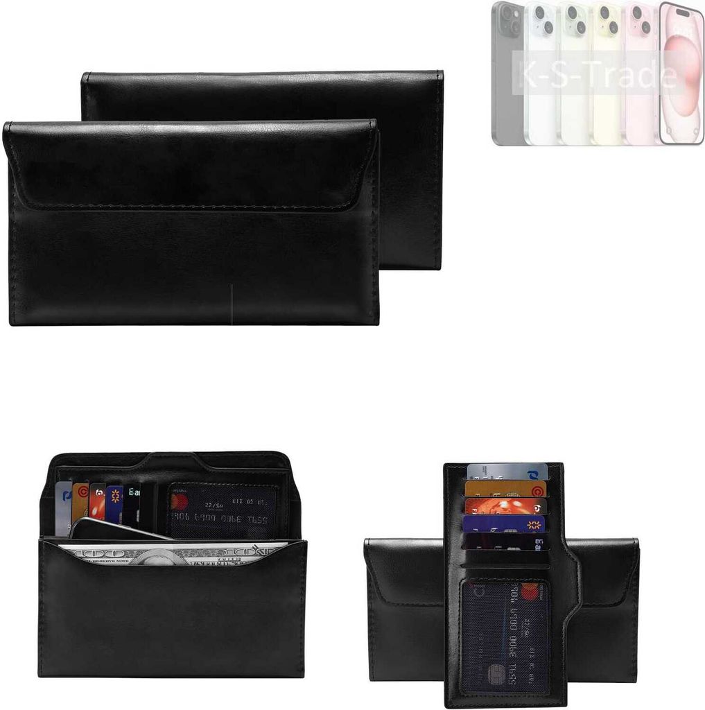 K-S-Trade Handy Hülle kompatibel mit Apple iPhone 15 Schutz Hülle Tasche Schutz Case Handytasche Kunstleder schwarz, 1x