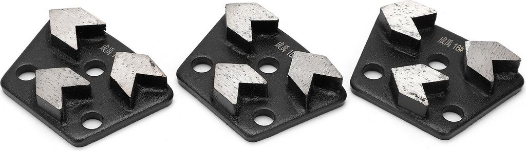 3 Stück Trapez-Diamantschleifer Betonschleifschuhe Schneidwerkzeug-Scheibensatz 16# Schwarz