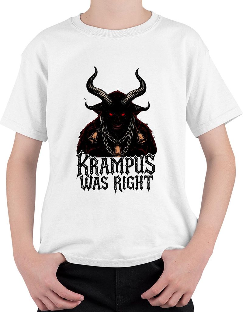 Krampus Was Right Weihnachtsgeschenk Horror Gothic düster Retro Uni Kinder T-Shirt, Weiß, 116