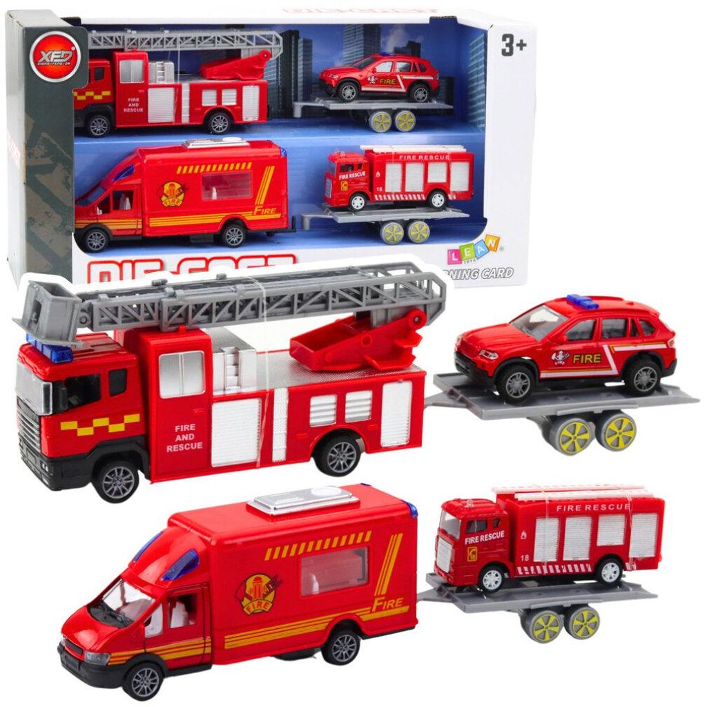 Lean Satz Feuerwehrfahrzeuge Autos Angetrieben Rot