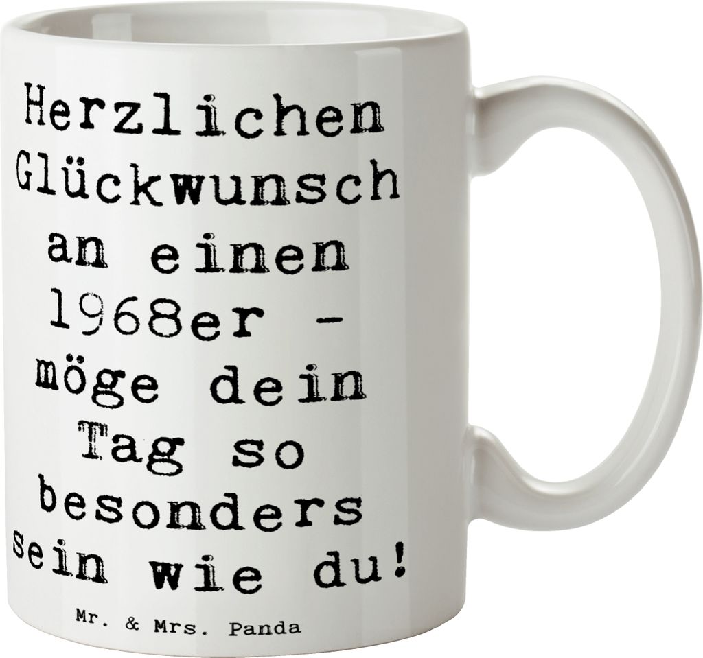 Mr. & Mrs. Panda Tasse Spruch 1968 Geburtstag - Weiß - Geschenk, besonderes, Alter, Jahr, Freundschaft, Geburtstagsgeschenk, Becher, Kaffeepott, m...